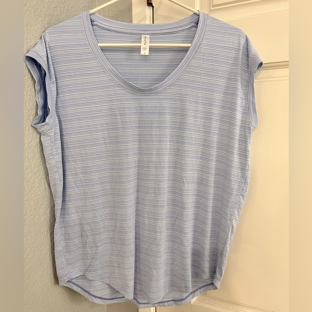Athleta Soft Blue Striped athleisure top